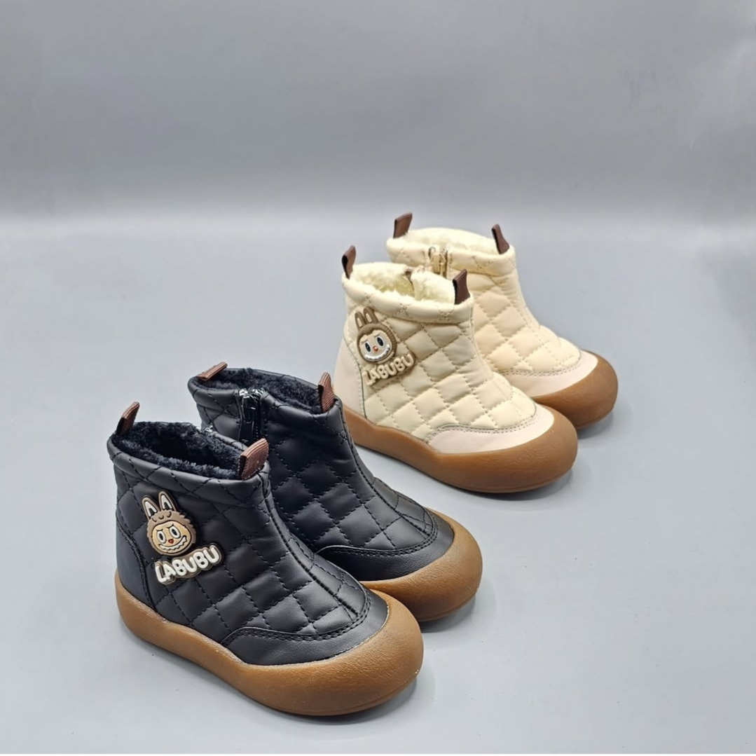 نیم بوت بچه‌گانه خزدار مدل عروسکی | کفش زمستانی دخترانه و پسرانه ضدسرما و ضدلغزش