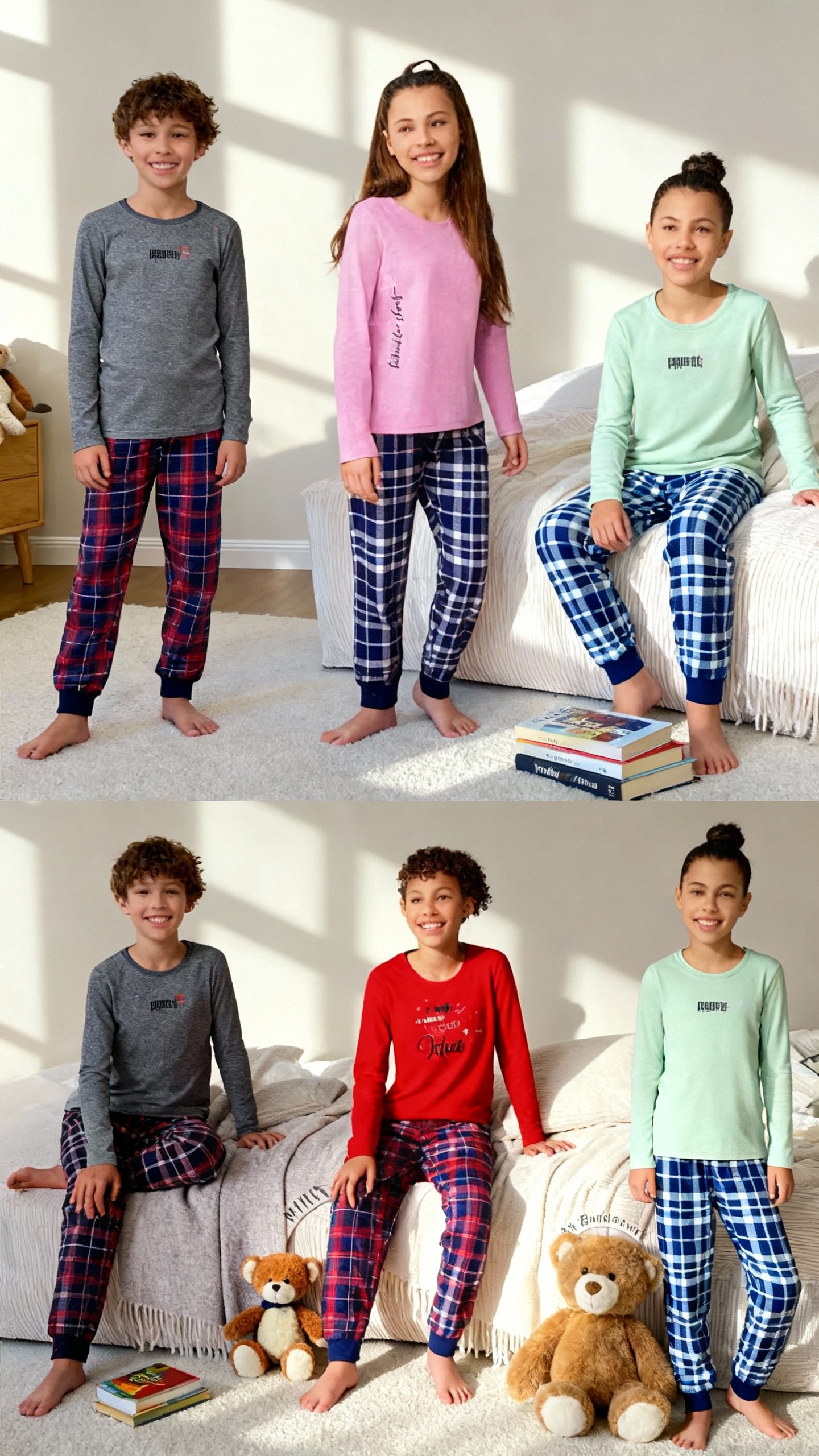 ست لباس خواب کودک و نوجوان دخترانه و پسرانه Pepperts / Hip & Hopps | ۱۰۰٪ پنبه‌ای و نرم | مناسب زمستان و تابستان