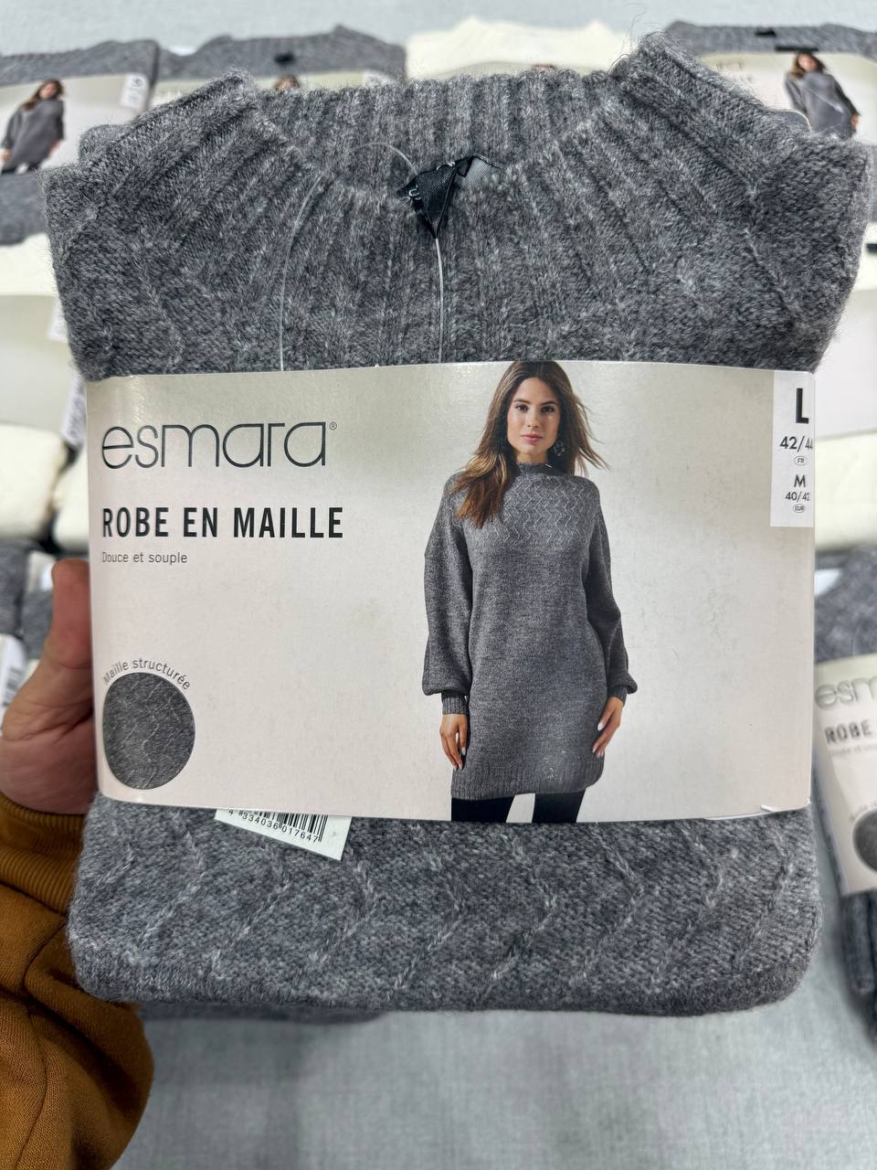 پیراهن بافت زنانه اسمارا Esmara مدل Robe en Maille رنگ طوسی و کرم | سایز S تا XL