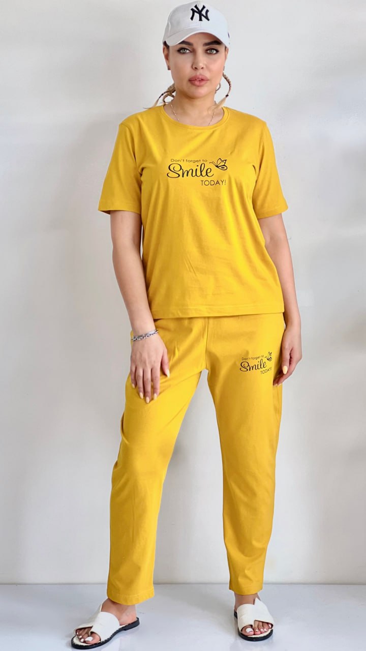 ست تیشرت و شلوار  زنانه مدل راحتی خانگی smile